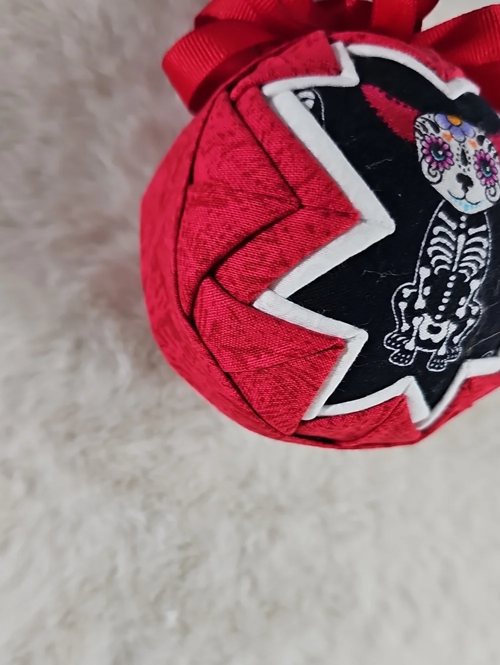 Dia De Muertos Cat  Homemade Fabric Ornament